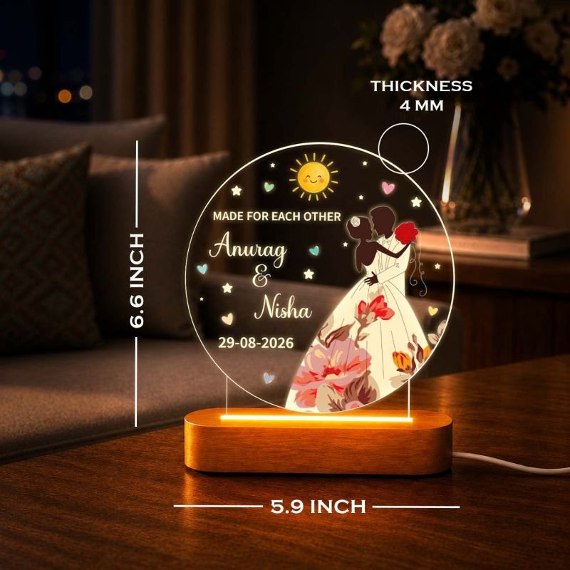 Personalized Couple LED Photo Lamp, Custom Name & Date Acrylic Night Light, Romantic Anniversary & Birthday Gift for Husband Wife, Boyfriend Girlfriend, Couple Bedroom Decor